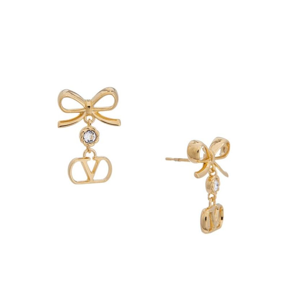 Valentino Vlogo Signature Metal Earrings, Yellow